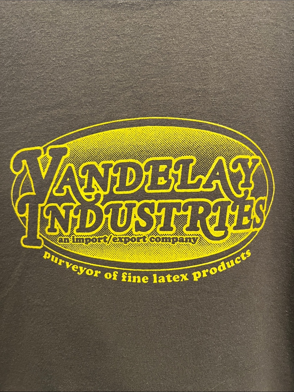 Fruit of the Loom Gray Tee with Yellow Yandelay Industries Logo